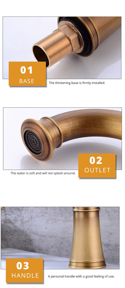 Zgrk Basin Faucets Antique Brass Sink Faucet Handle