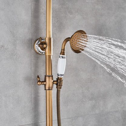 Classic Antique Brass Bathroom Shower Faucet Bathtub Shower