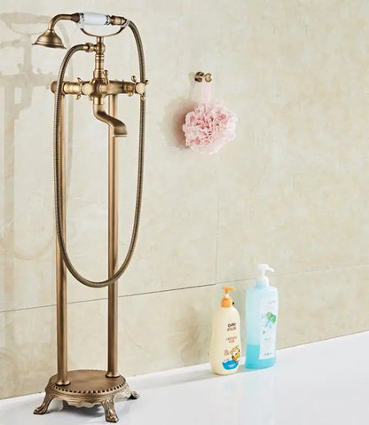 Luxury Antique Brass Bathroom Floor Mounted Standing Bathtub