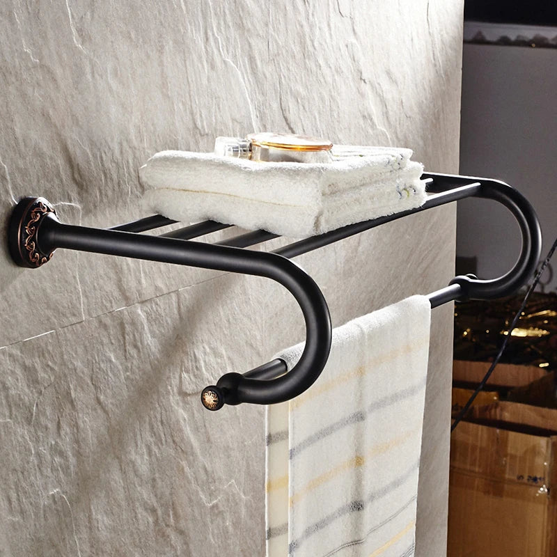 Modern Black Wall Mounted Bath Hardware Luxury Brass