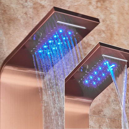 Led Light Shower Faucet Bathroom Waterfall Rain Black