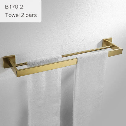 Gold Brushed Bathroom Hardware Towel Bar Rail Toilet