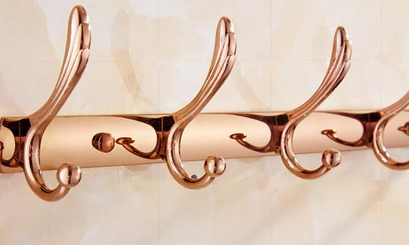 Wall Mounted Gold/Chrome/Rose Gold Clothes Hat Hook Row