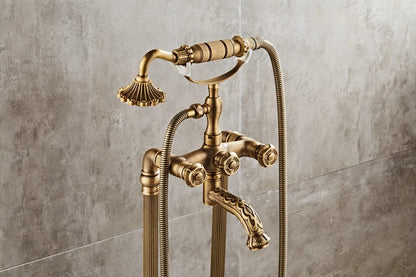 Luxury Antique Brass Bathroom Floor Mounted Standing Bathtub