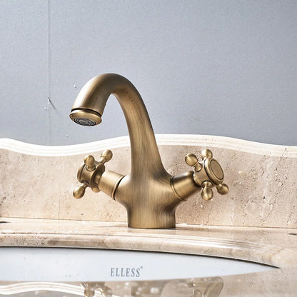 Basin Faucet Dual Handle Hole Deck Mounted Brass