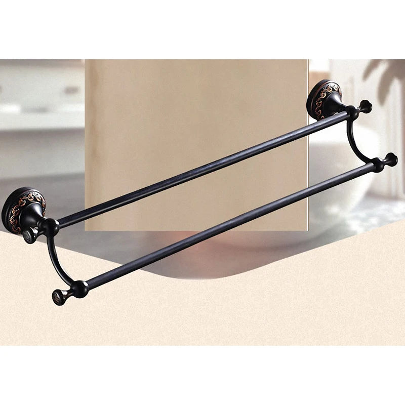 Modern Black Wall Mounted Bath Hardware Luxury Brass
