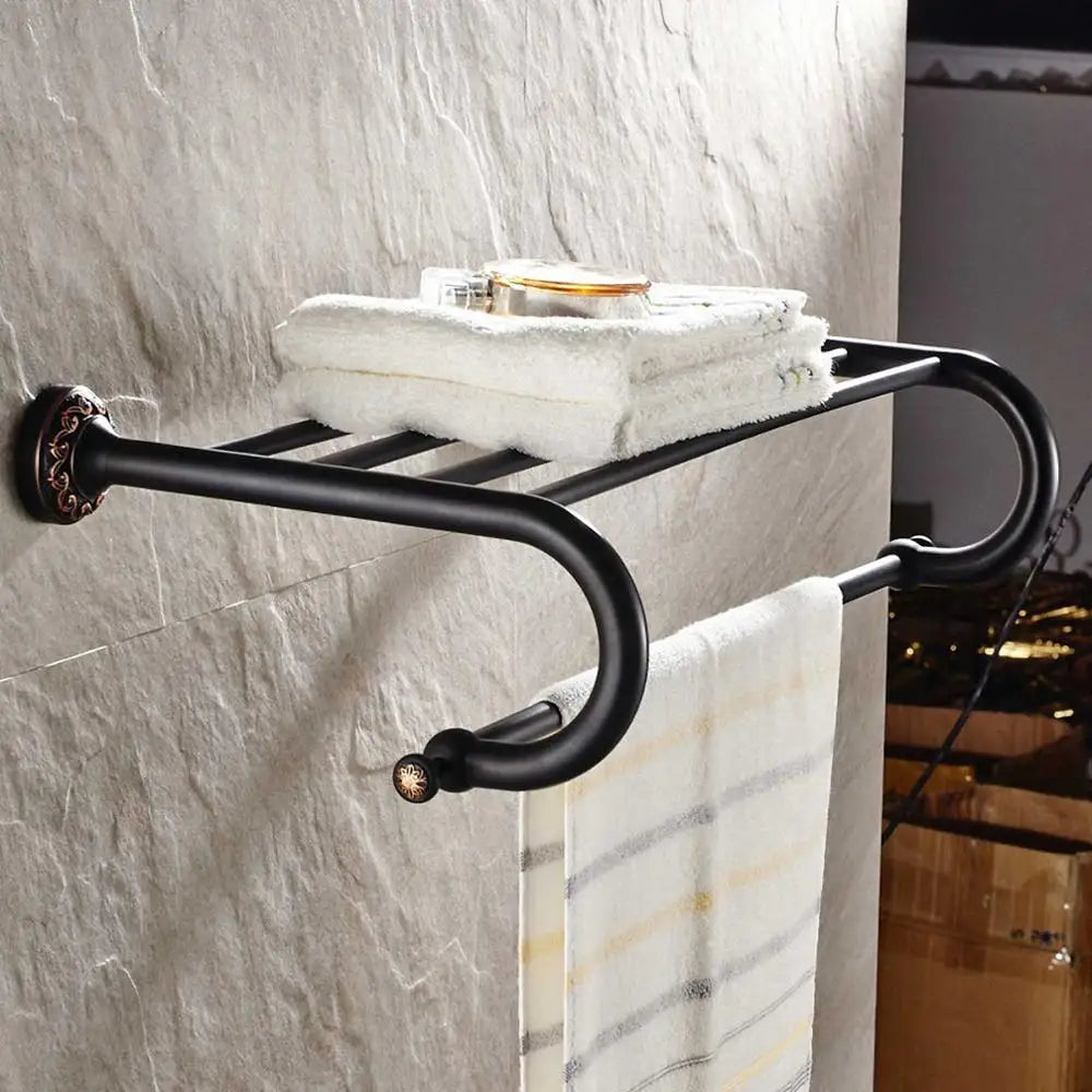 Modern Black Wall Mounted Bath Hardware Luxury Brass