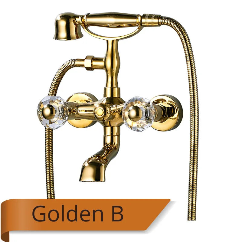 Rozin Retro Style Brass Bathtub Shower Faucet Dual