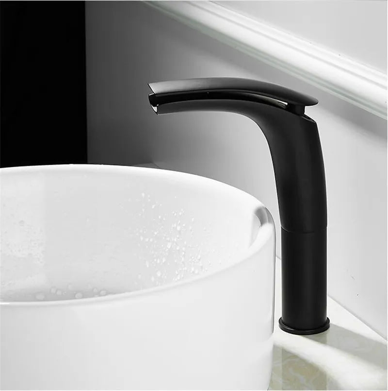 Bathroom Basin Faucet White Black Solid Brass Specail
