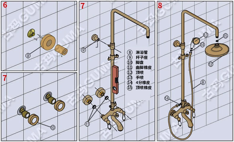 Classic Antique Brass Bathroom Shower Faucet Bathtub Shower