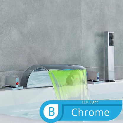 Bronze Black Waterfall Bathtub Faucet Led Light Bathtub