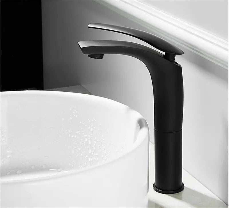 Bathroom Basin Faucet White Black Solid Brass Specail