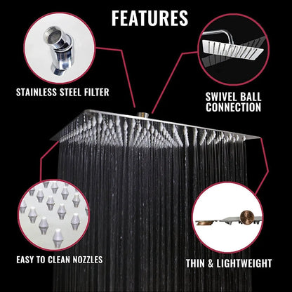 Stainless Steel Ultrathin Shower Head 16 Rainfall Shower