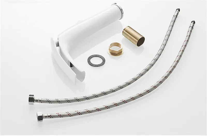 Bathroom Basin Faucet White Black Solid Brass Specail