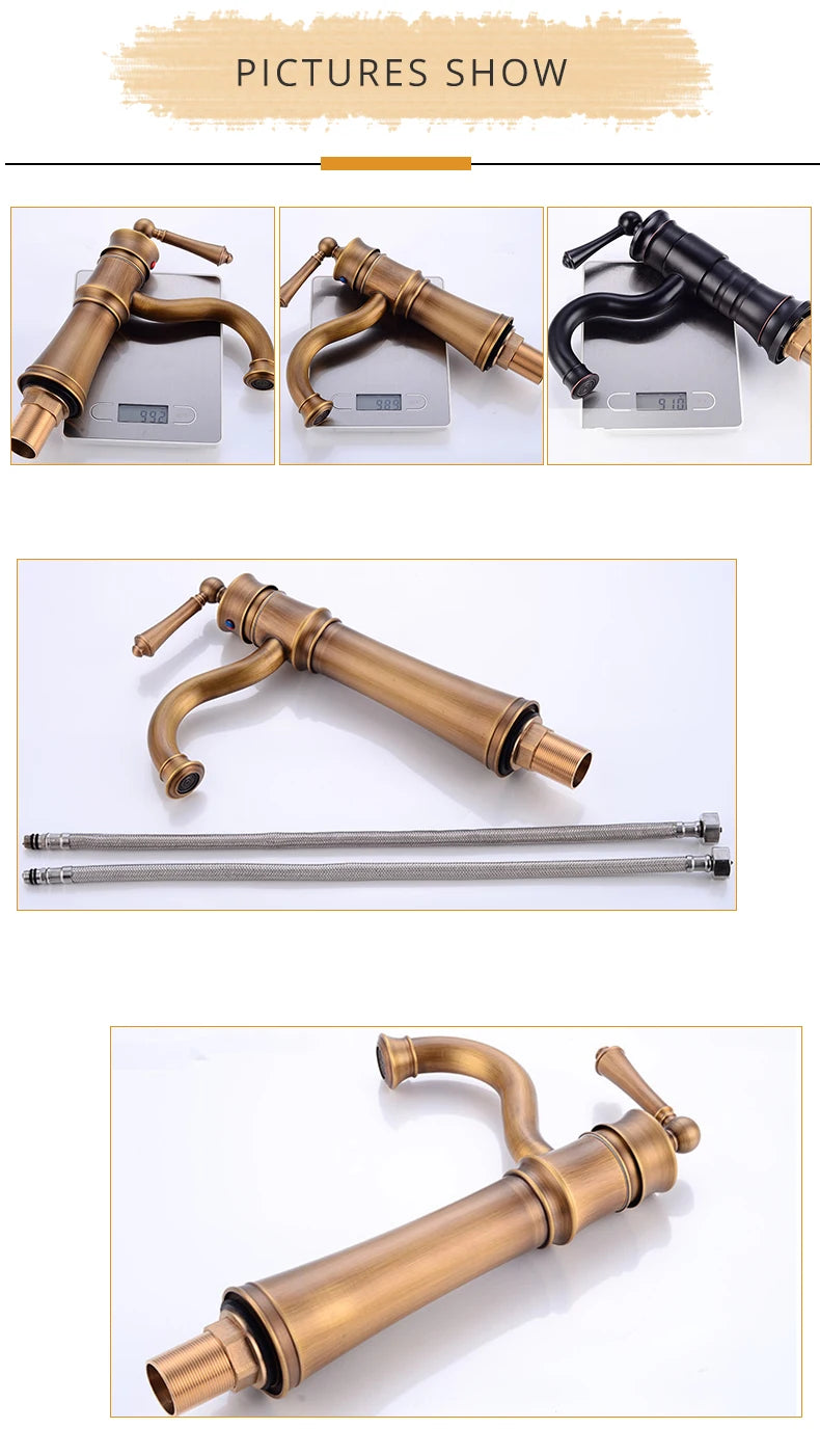 Zgrk Basin Faucets Antique Brass Sink Faucet Handle