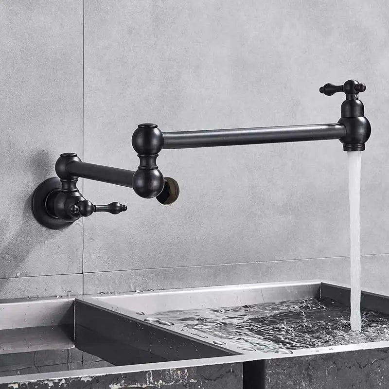 Brushed Gold Faucet Wall Mount Bathroom Basin Faucet