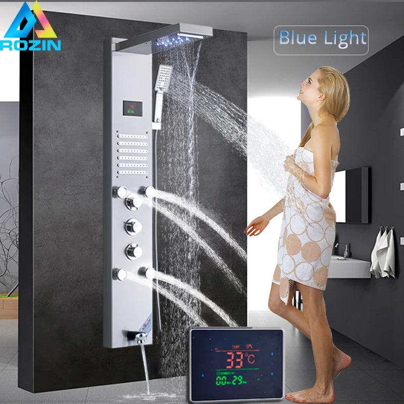 Led Light Shower Panel Faucet Waterfall Rain Shower
