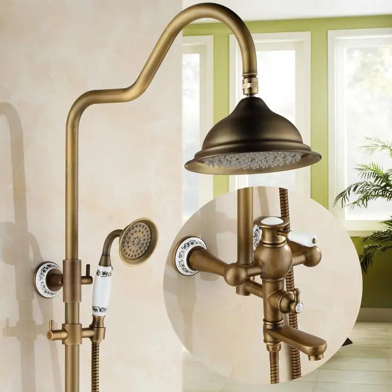 Bathroom Rain Shower Antique Bronze Wall Mounted Bath