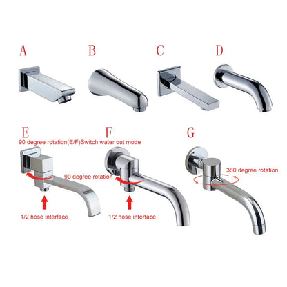 Becola Wall Mounted Faucet Spout Square Round Brass