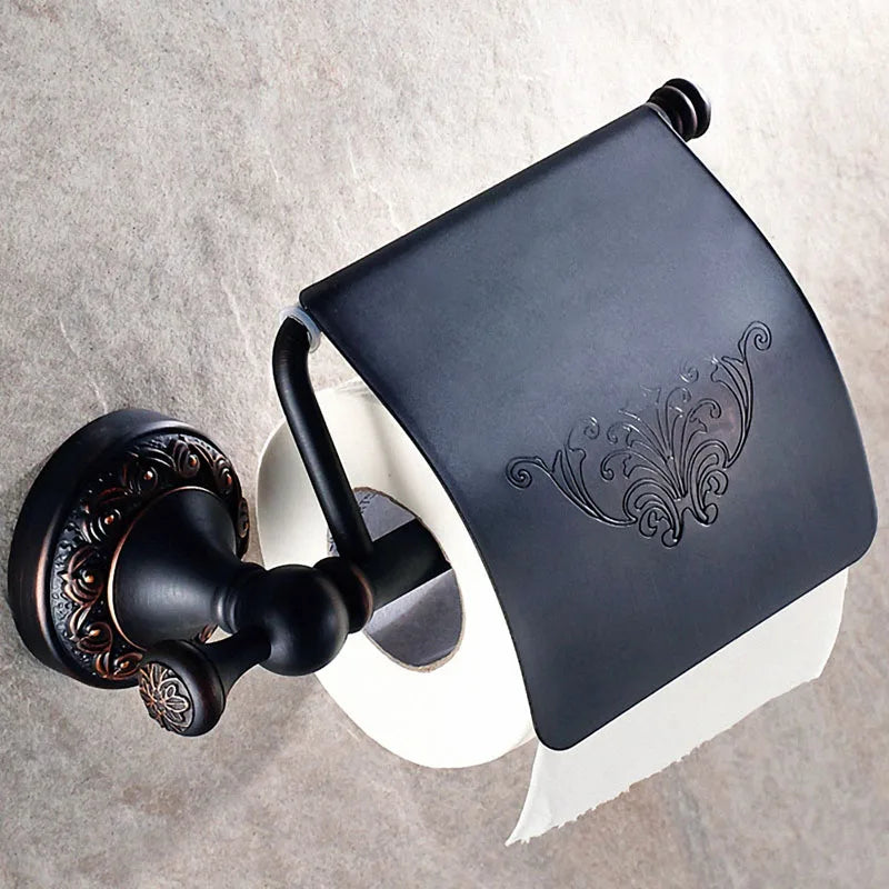 Modern Black Wall Mounted Bath Hardware Luxury Brass