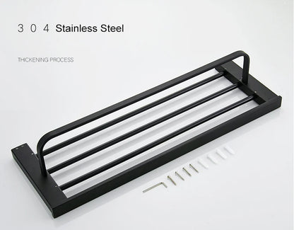 Matte Black Hook Towel Rack 304 Stainless Steel