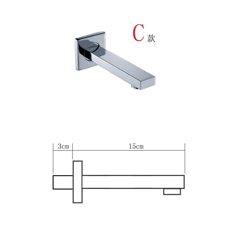 Becola Wall Mounted Faucet Spout Square Round Brass