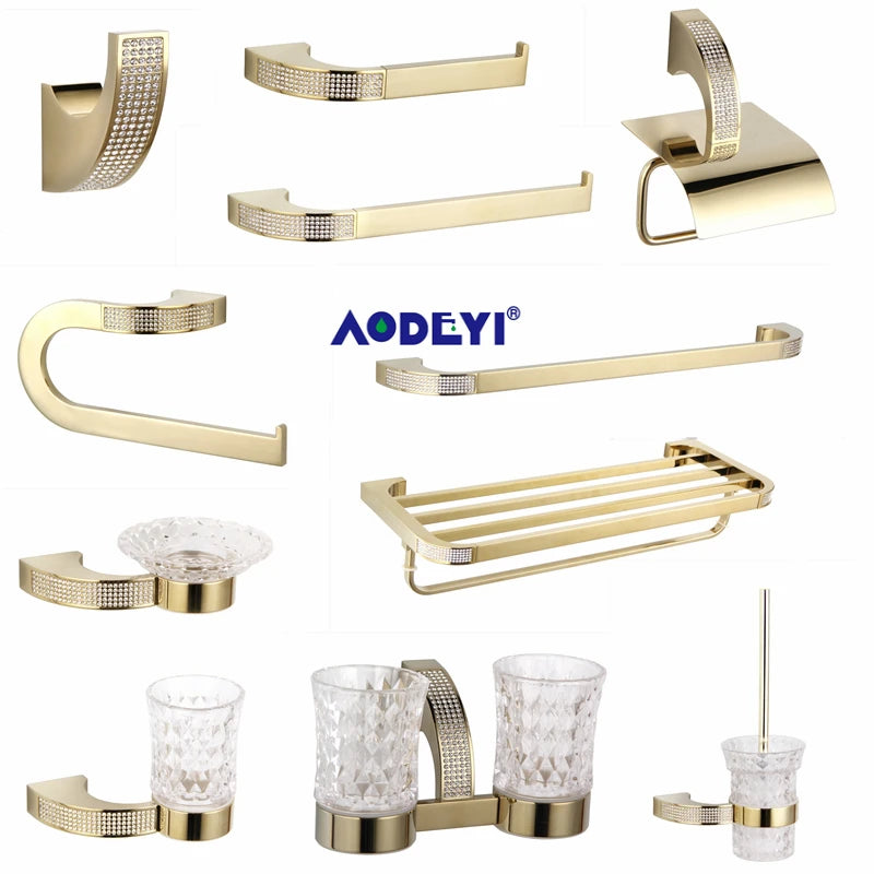 Czech Crystal Bathroom Hardware Robe Hook Towel Rail