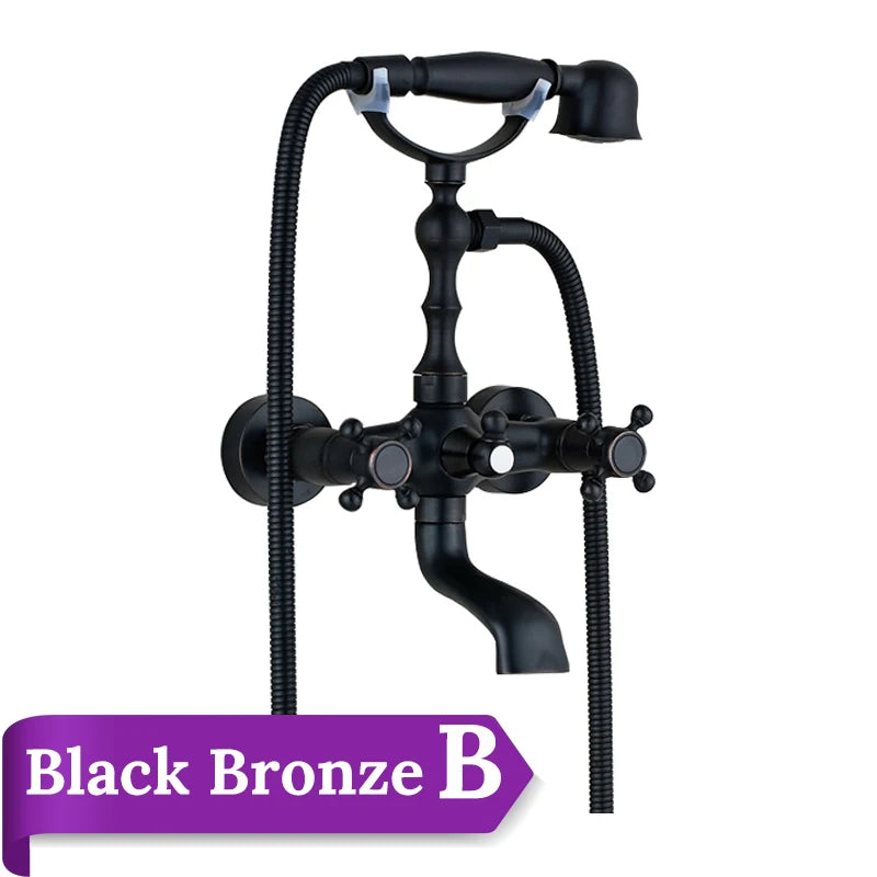 Rozin Retro Style Brass Bathtub Shower Faucet Dual