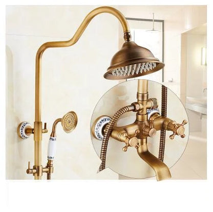 Antique Rain Shower Faucets Hand Brass Wall Mounted