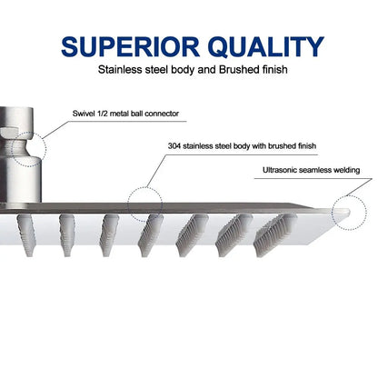 Stainless Steel Ultrathin Shower Head 16 Rainfall Shower