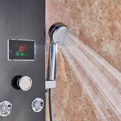 Led Light Shower Faucet Bathroom Waterfall Rain Black