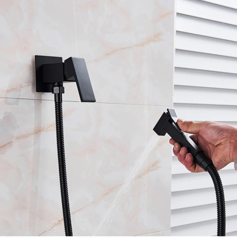 Black/Chrome Toilet Shower Mixer Faucet Cold Water Mixer
