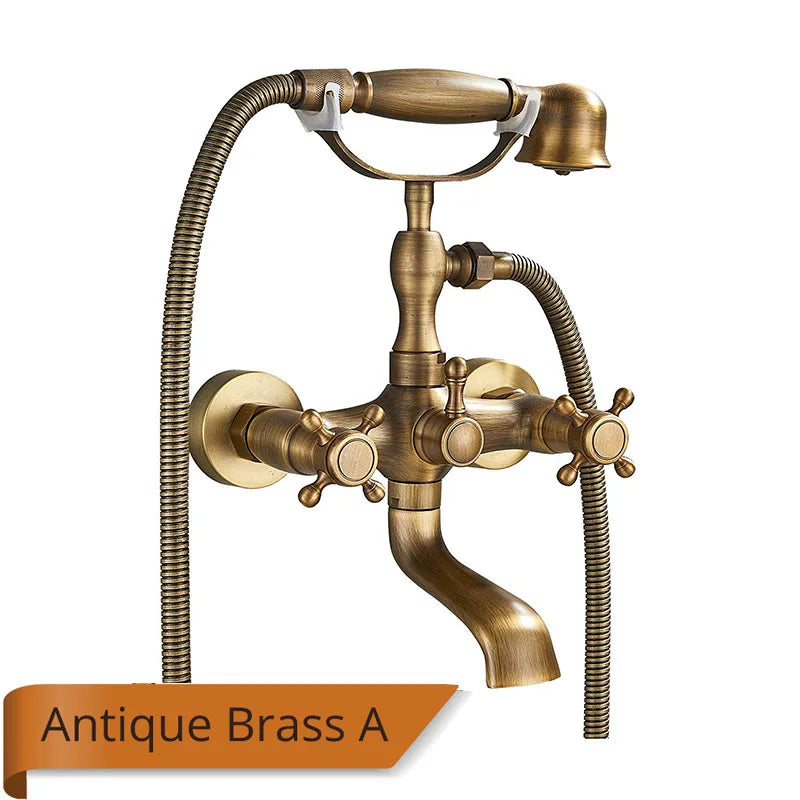 Rozin Retro Style Brass Bathtub Shower Faucet Dual