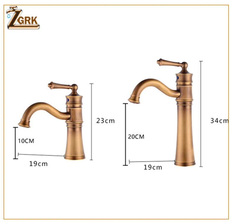Zgrk Basin Faucets Antique Brass Sink Faucet Handle