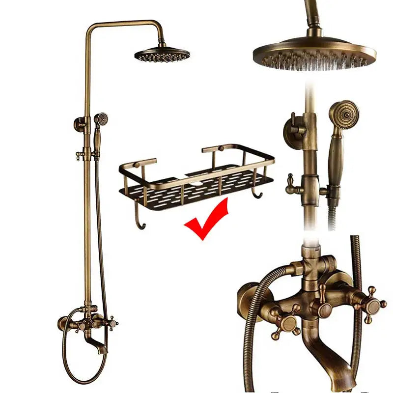 Rozin Brass Antique Bathroom Shower Faucet Wall Mount