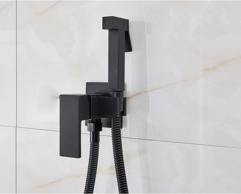 Black/Chrome Toilet Shower Mixer Faucet Cold Water Mixer