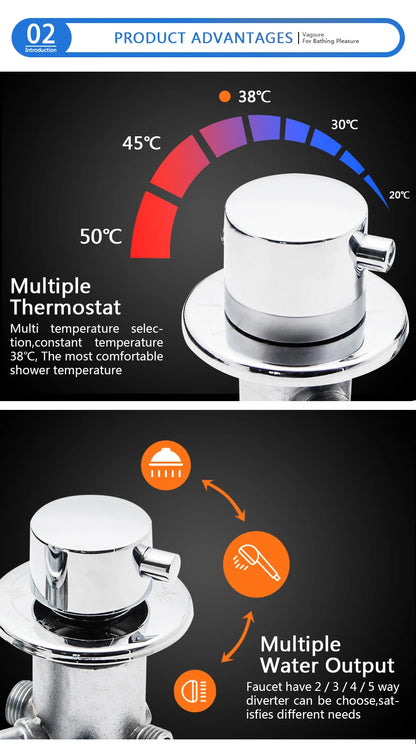 Vagsure 2/3/4/5ways Outlet Brass Mixing Valve Diverter