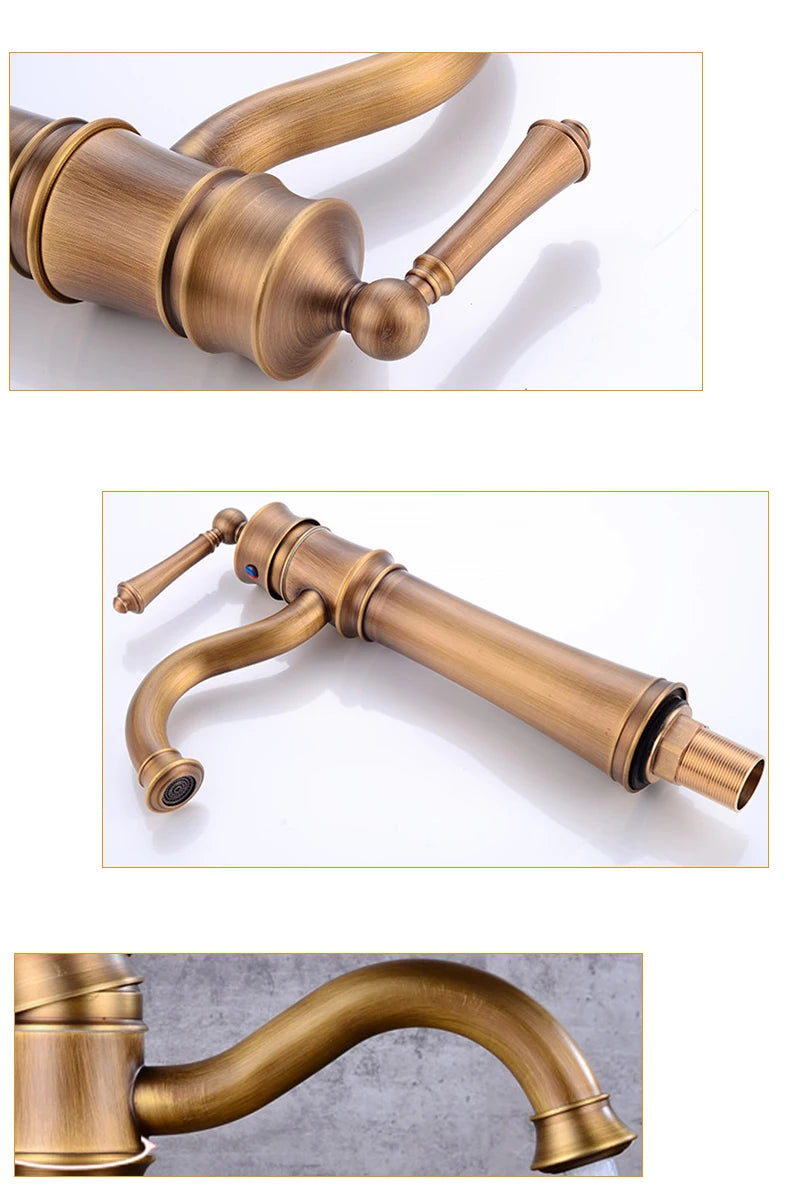 Zgrk Basin Faucets Antique Brass Sink Faucet Handle