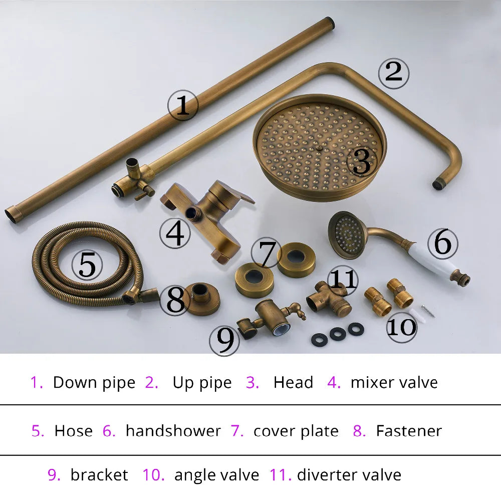 Rainfall Bathroom Shower Brass Antique Shower Mixers Handshower