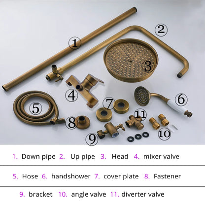 Rainfall Bathroom Shower Brass Antique Shower Mixers Handshower