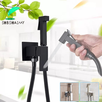 Black/Chrome Toilet Shower Mixer Faucet Cold Water Mixer