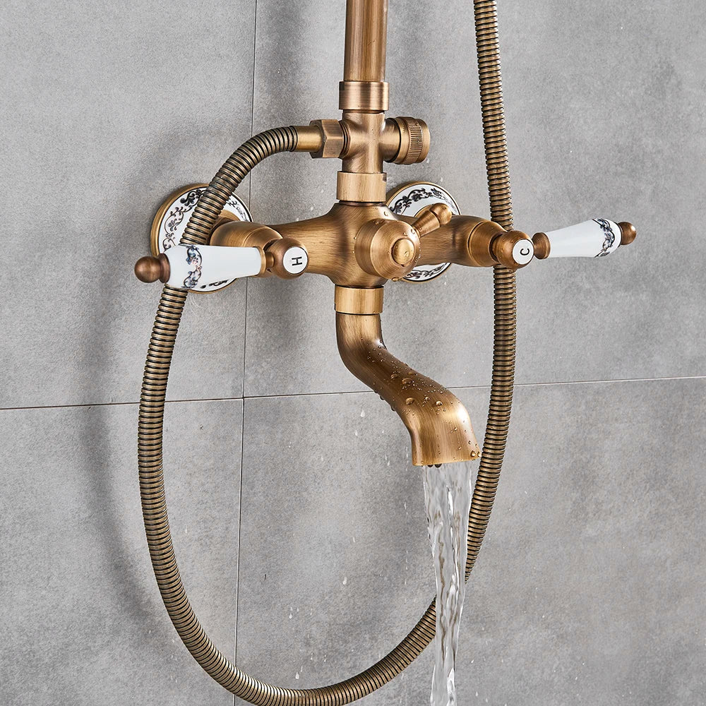 Classic Antique Brass Bathroom Shower Faucet Bathtub Shower