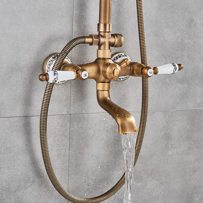 Classic Antique Brass Bathroom Shower Faucet Bathtub Shower