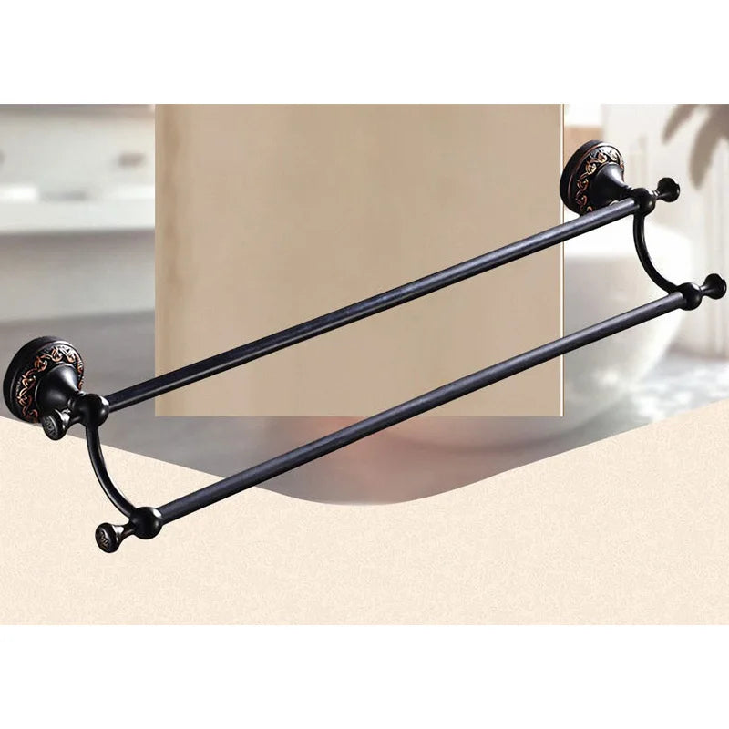 Modern Black Wall Mounted Bath Hardware Luxury Brass