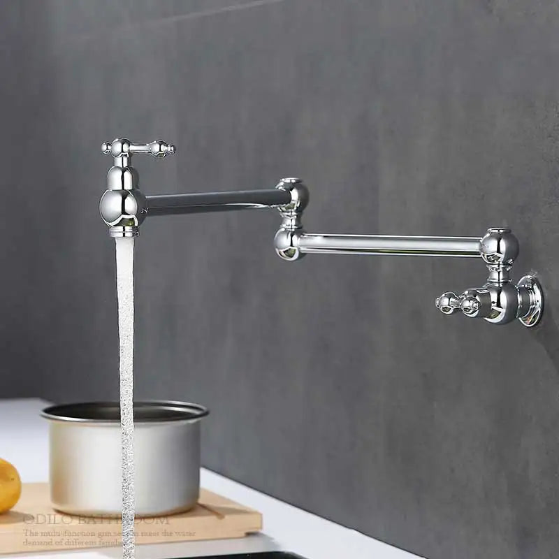 Brushed Gold Faucet Wall Mount Bathroom Basin Faucet