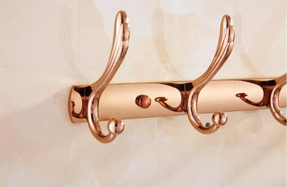 Wall Mounted Gold/Chrome/Rose Gold Clothes Hat Hook Row