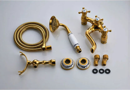 Rozin Retro Style Brass Bathtub Shower Faucet Dual