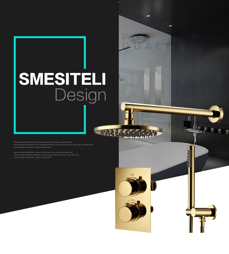 Smesiteli Titanium Gold Solid Brass Shower Intelligent
