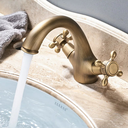 Basin Faucet Dual Handle Hole Deck Mounted Brass