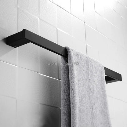 Matte Black Bathroom Hardware Towel Rack Shelf Hook
